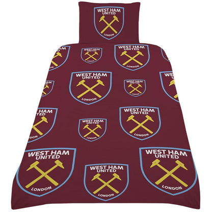 Claret Red-Sky Blue - Close up - West Ham United FC Duvet Cover Set