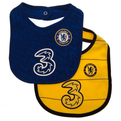 Blue-Yellow - Front - Chelsea FC Baby Bibs (Pack Of 2)