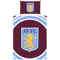 Claret Red-Sky Blue-White - Front - Aston Villa FC Crest Duvet Cover Set