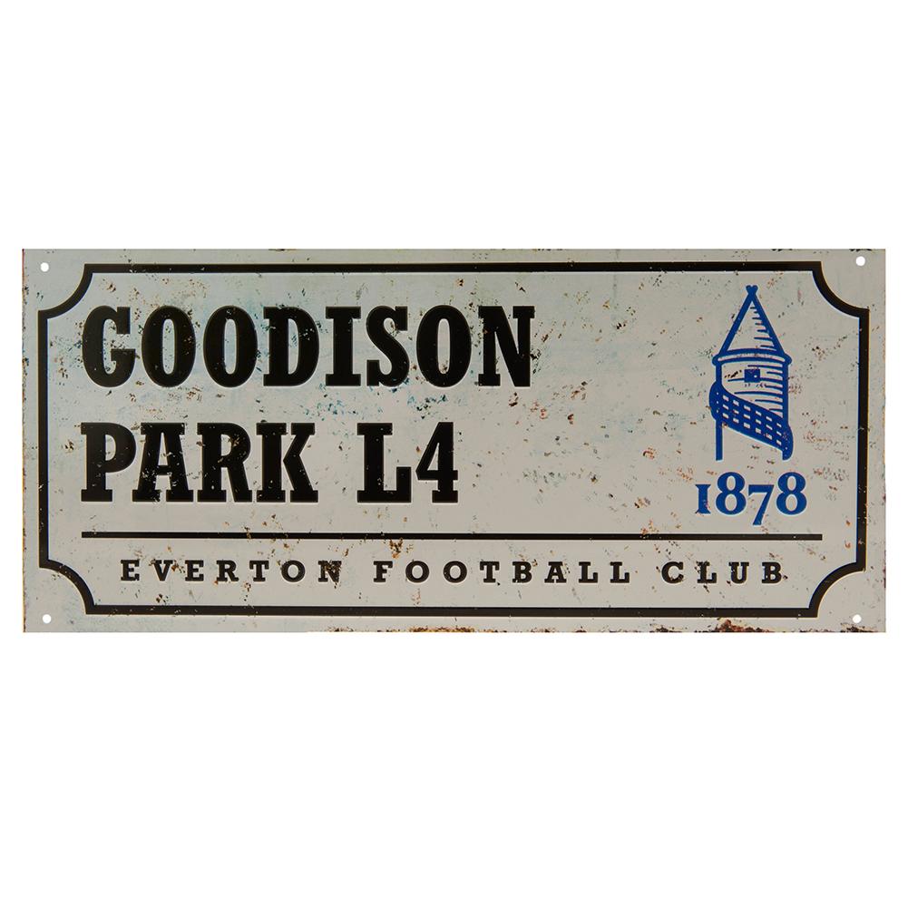White-Royal Blue-Black - Front - Everton FC Goodison Park L4 Metal Retro Street Sign