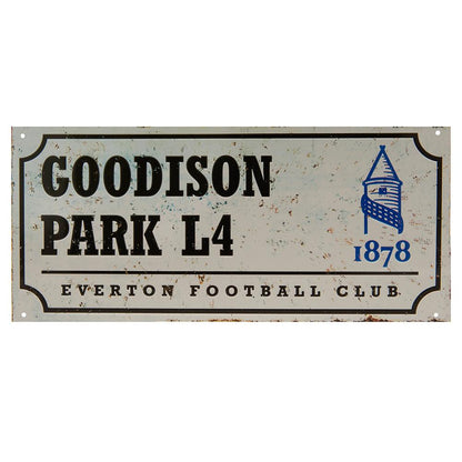 White-Royal Blue-Black - Front - Everton FC Goodison Park L4 Metal Retro Street Sign