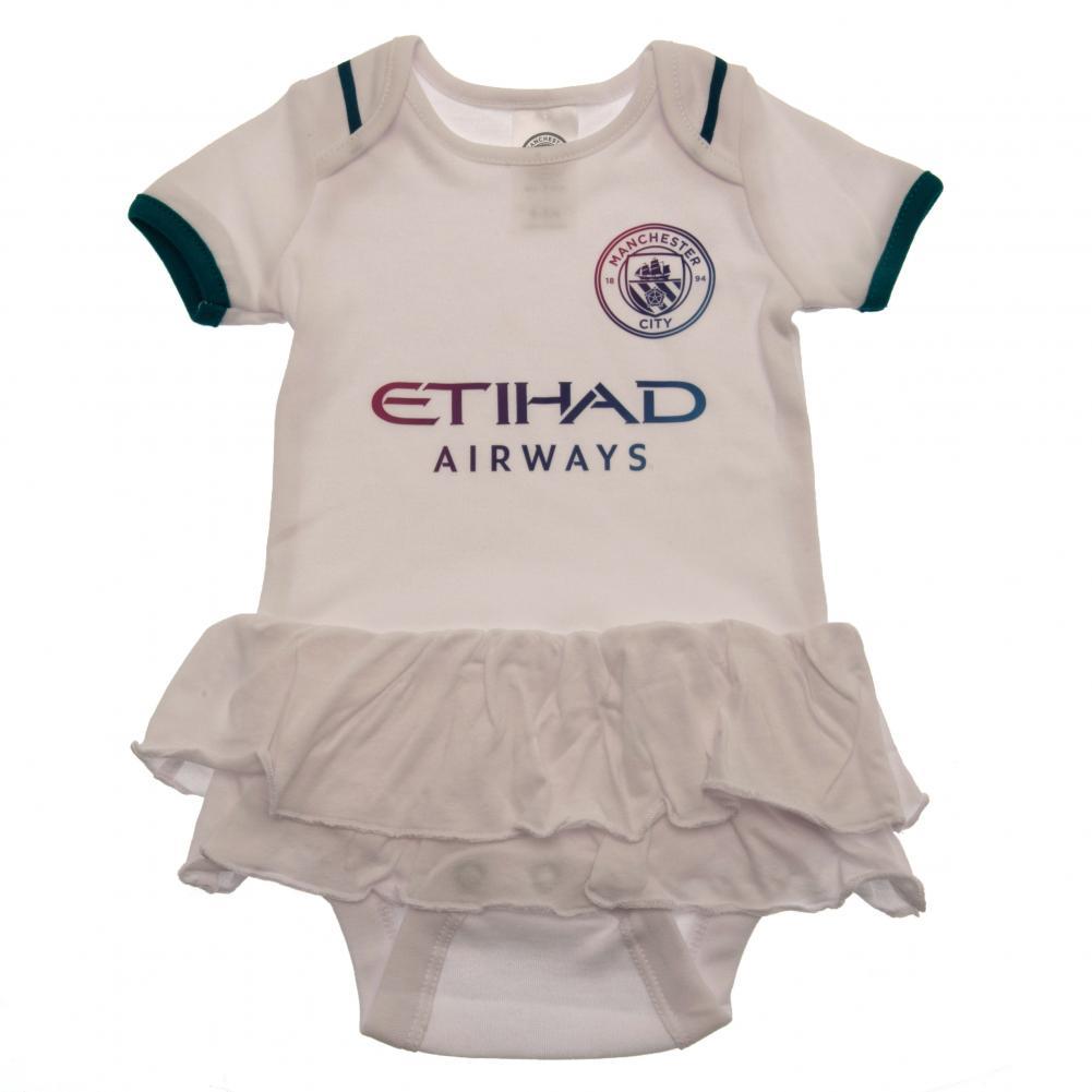 White-Blue - Front - Manchester City FC Baby Frilled Tutu Skirt Bodysuit