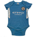 Blue-White - Back - Manchester City FC Baby Crest Bodysuit (Pack of 2)
