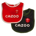 Red-Black-Green - Front - Wales RU Baby Bibs Set (Pack of 2)