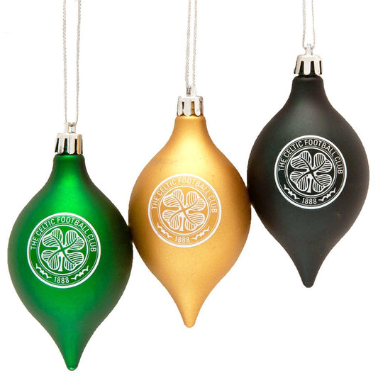 Green-Gold-Black - Front - Celtic FC Vintage Christmas Bauble (Pack of 3)