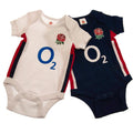 White-Blue-Red - Front - England RFU Baby Bodysuit (Pack of 2)