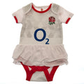 White-Red - Front - England RFU Baby Crest Tutu Skirt Bodysuit