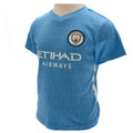 Sky Blue-White - Back - Manchester City FC Baby Crest T-Shirt & Shorts Set