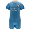 Sky Blue-White - Front - Manchester City FC Baby Crest T-Shirt & Shorts Set