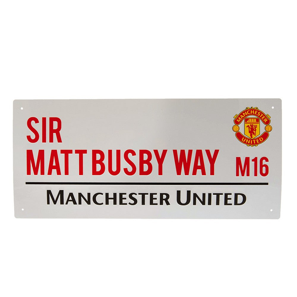 White-Red-Black - Front - Manchester United FC Sir Matt Busby Way Street Sign