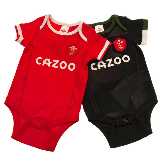 Red-Black - Front - Wales RU Baby Bodysuit (Pack of 2)