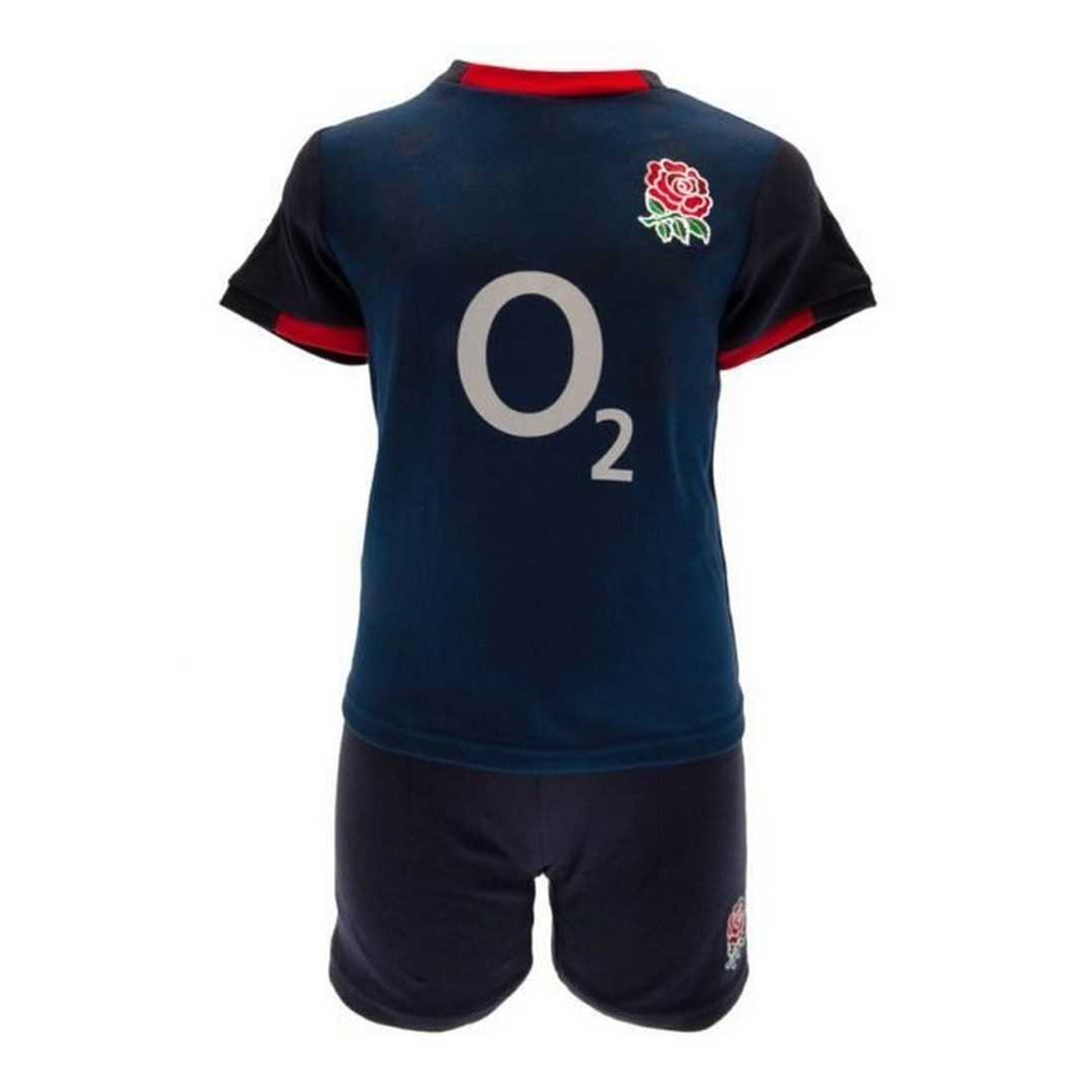 Navy-Black-Red - Front - England RFU Childrens-Kids T-Shirt & Shorts Set
