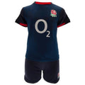 Navy-Black-Red - Front - England RFU Childrens-Kids T-Shirt & Shorts Set