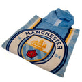 Sky Blue-White-Gold - Front - Manchester City FC Childrens-Kids Crest Hooded Towel