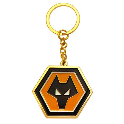 Black-Orange-Gold - Front - Wolverhampton Wanderers FC Crest Keyring