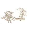 Silver - Front - Rangers FC Scroll Crest Cufflinks
