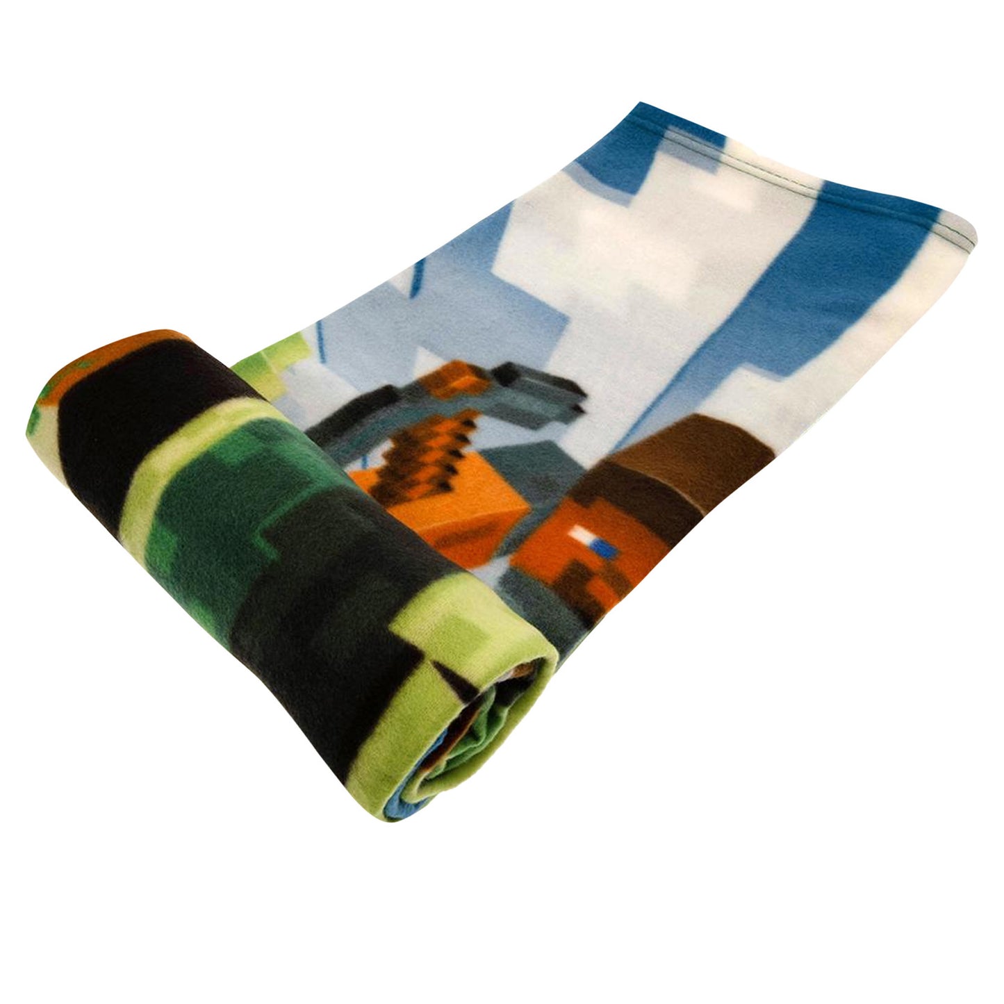 Green-Blue-White - Front - Minecraft Fleece Blanket