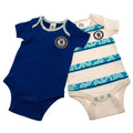 White-Blue - Front - Chelsea FC Baby Bodysuit (Pack of 2)