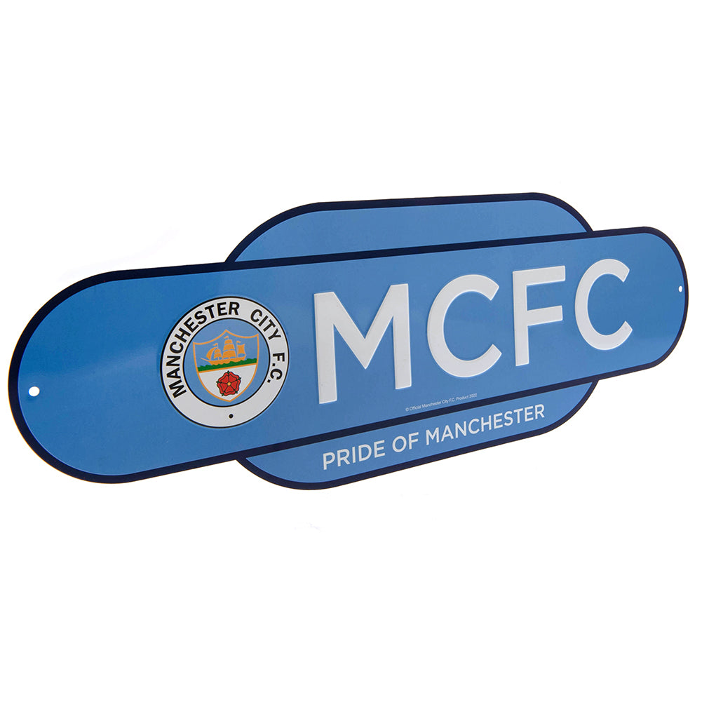 Sky Blue-White - Side - Manchester City FC Retro Hanging Sign
