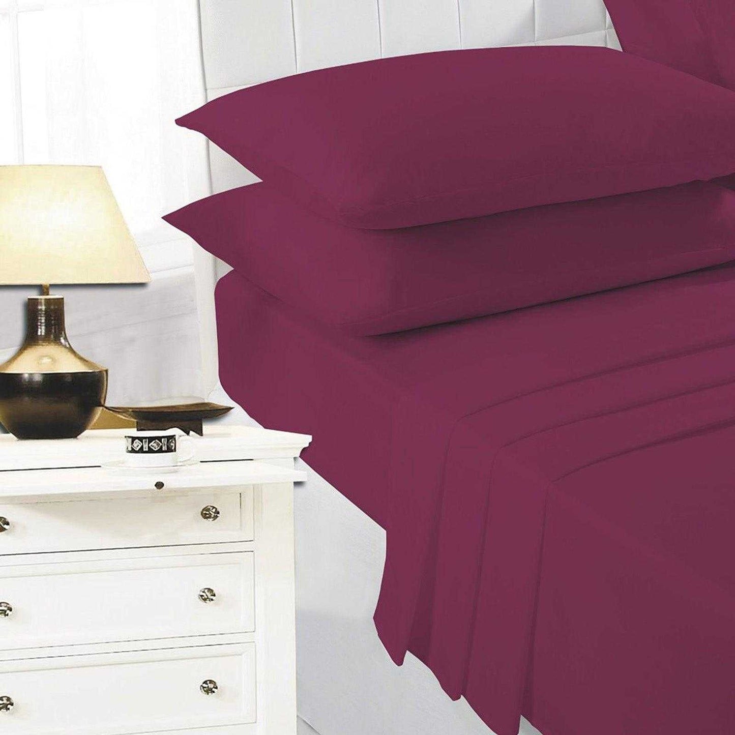 Wine - Front - K Collection percale Percale Fitted Sheet