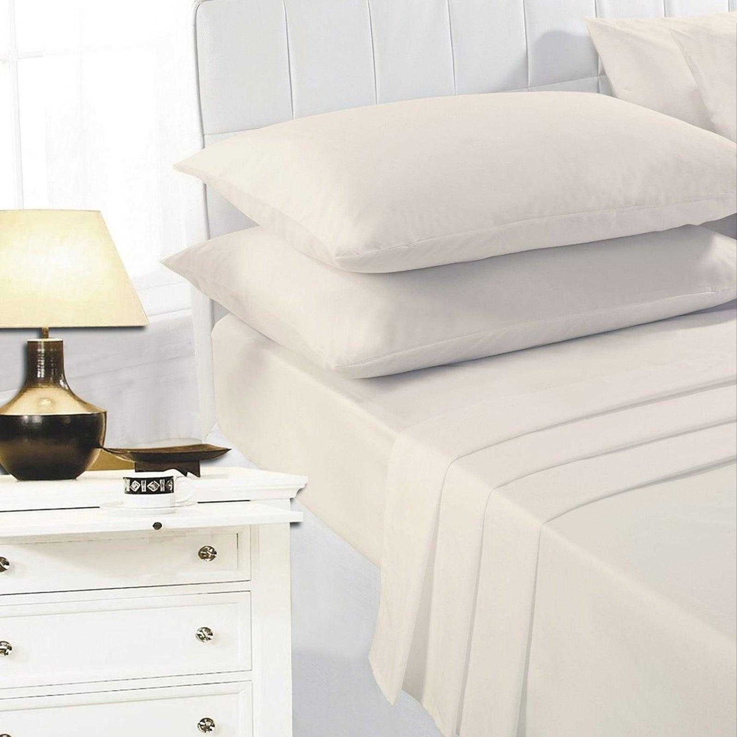 Cream - Front - K Collection percale Percale Fitted Sheet