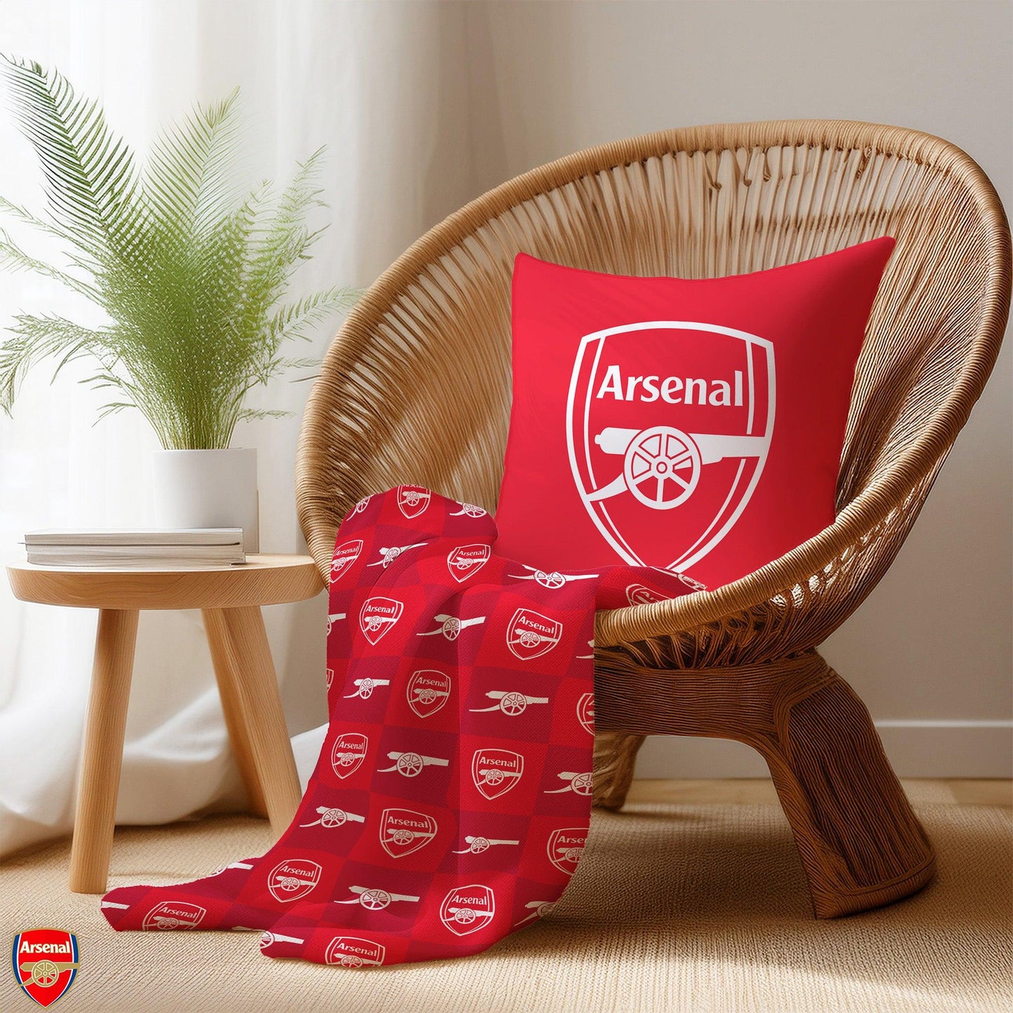 Red-White - Back - Arsenal FC Polyester Checkered Fleece Blanket