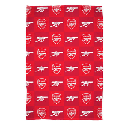 Red-White - Front - Arsenal FC Polyester Checkered Fleece Blanket