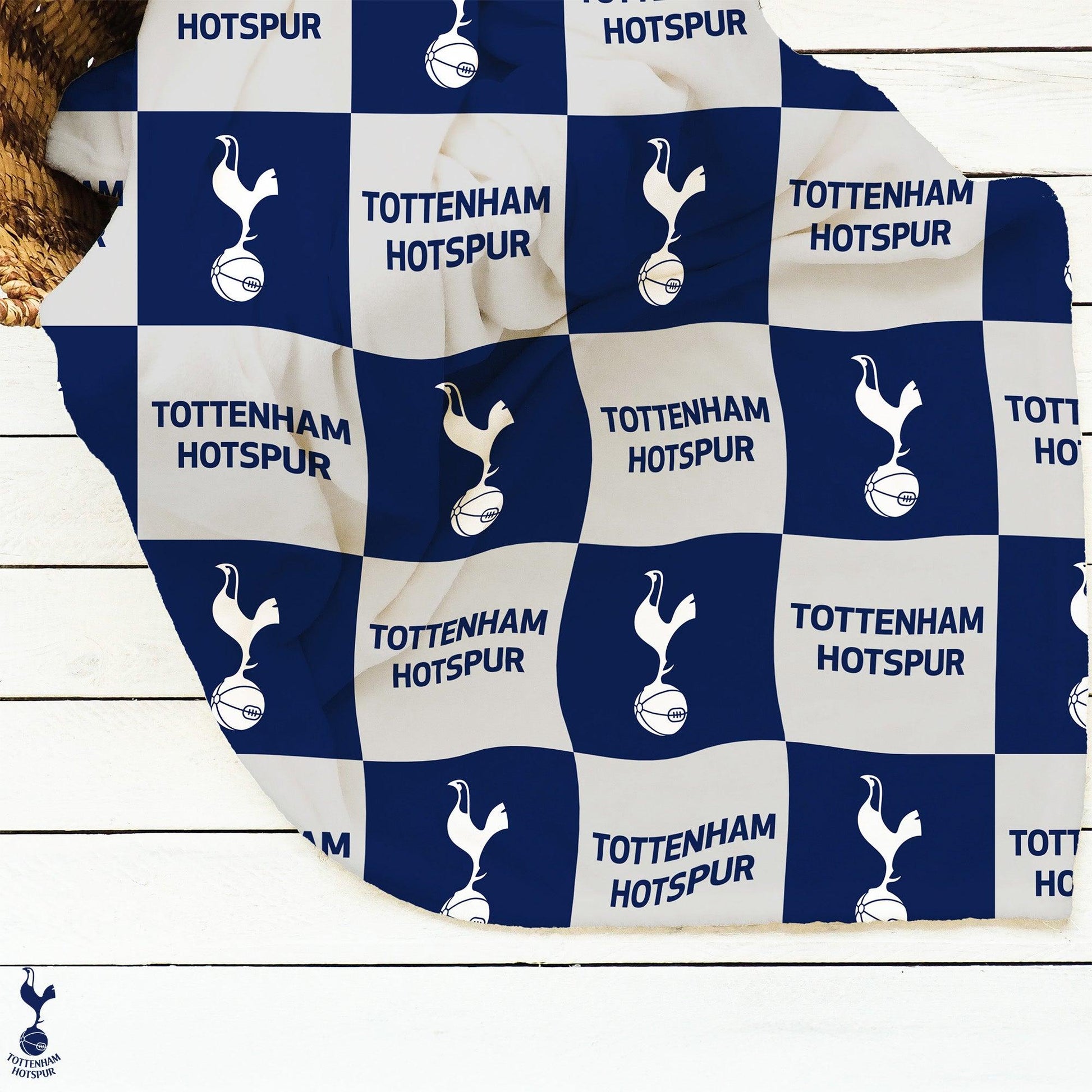 Navy-White - Lifestyle - Tottenham Hotspur FC Polyester Checkered Fleece Blanket