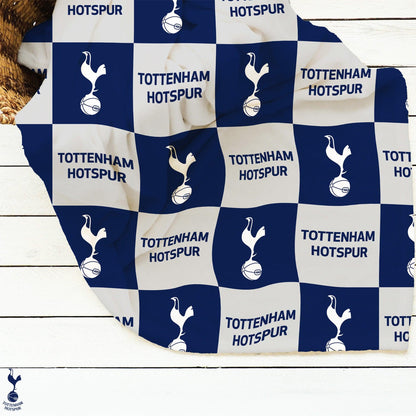 Navy-White - Lifestyle - Tottenham Hotspur FC Polyester Checkered Fleece Blanket