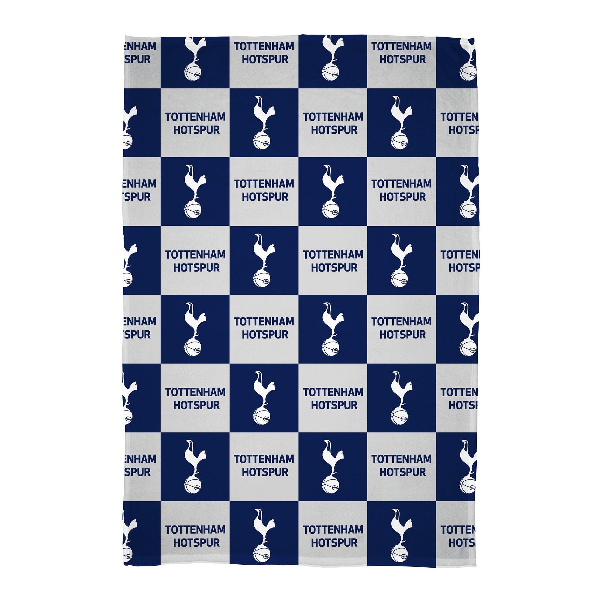 Navy-White - Front - Tottenham Hotspur FC Polyester Checkered Fleece Blanket
