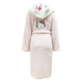 Pink-White - Back - Hello Kitty Womens-Ladies 3D Ears Borg Embroidered Dressing Gown