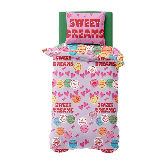 Multicoloured - Front - K Collection Sweet Dreams Rotary Panel Duvet Set