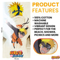 Beige-Multicoloured - Back - Naruto: Shippuden Childrens-Kids Naruto Heroes Cotton Towel