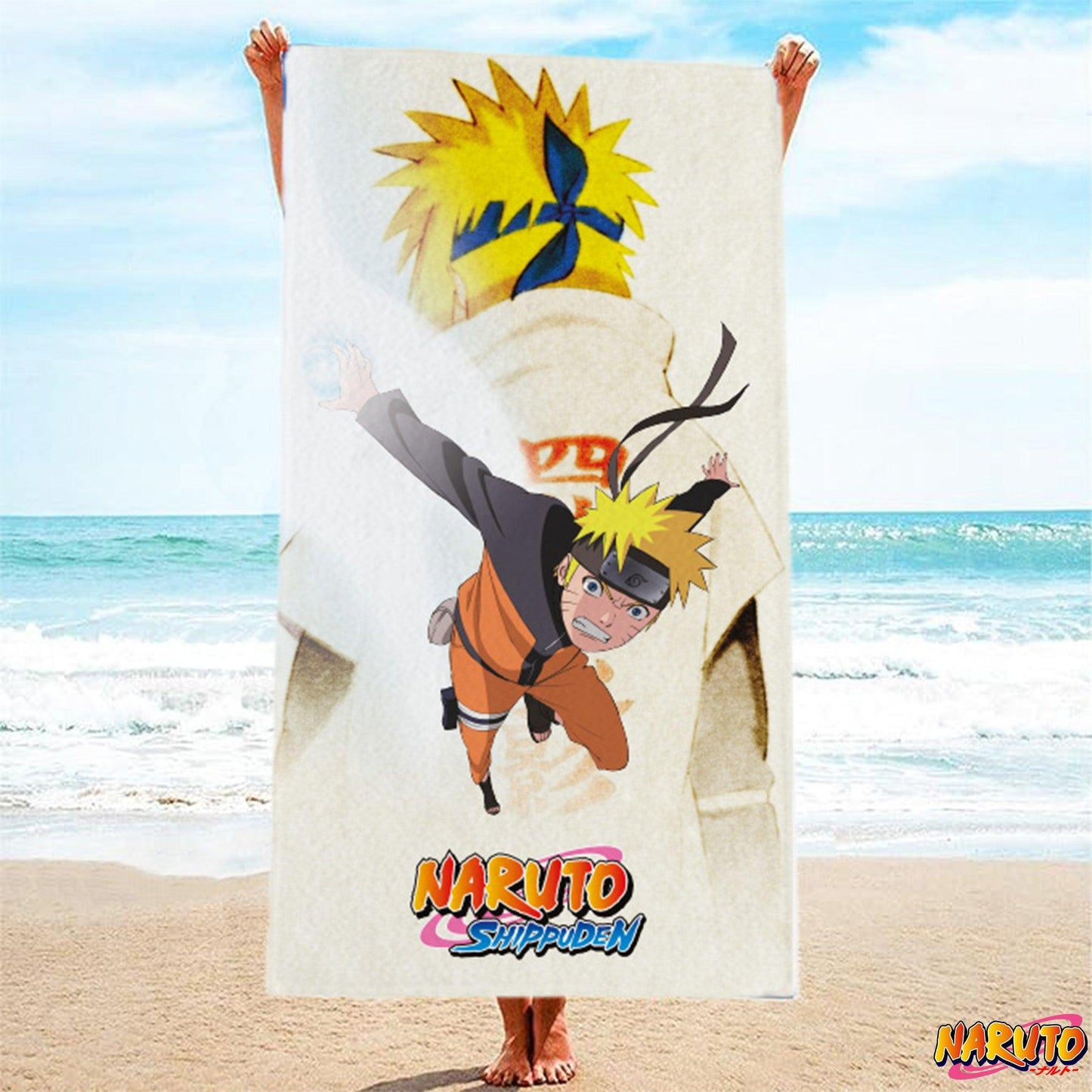 Beige-Multicoloured - Pack Shot - Naruto: Shippuden Childrens-Kids Naruto Heroes Cotton Towel