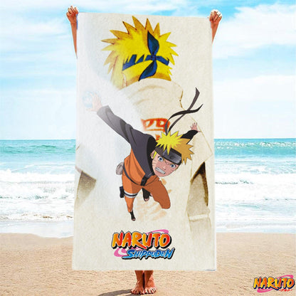 Beige-Multicoloured - Pack Shot - Naruto: Shippuden Childrens-Kids Naruto Heroes Cotton Towel
