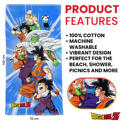 Blue-Multicoloured - Back - Dragon Ball Z Childrens-Kids Heroes Cotton Towel