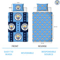 Multicoloured - Pack Shot - Manchester City FC Reversible Crest Duvet Set