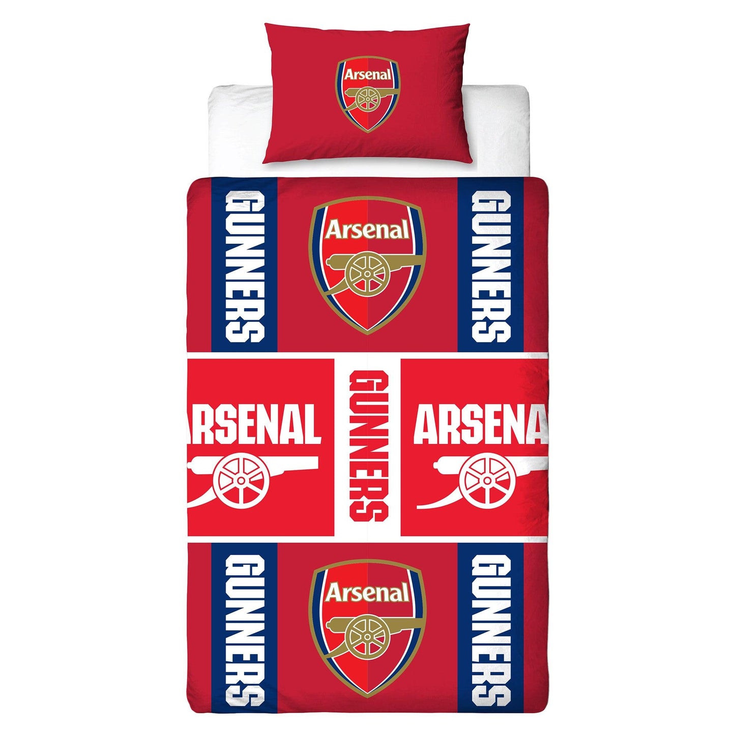 Multicoloured - Front - Arsenal FC Gunners Reversible Crest Duvet Set