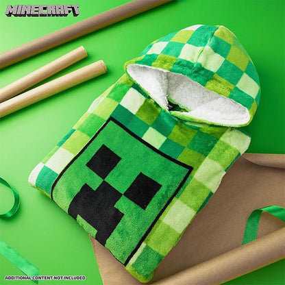Green - Lifestyle - Minecraft Childrens-Kids Fleece Blanket Hoodie