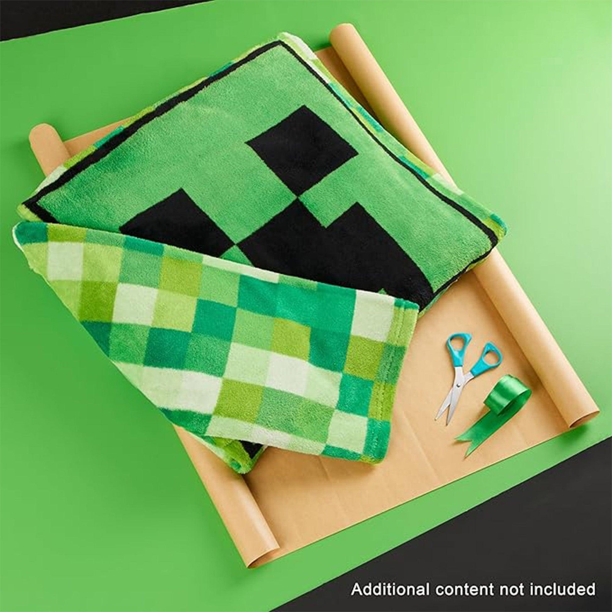 Green - Back - Minecraft Childrens-Kids Fleece Blanket Hoodie