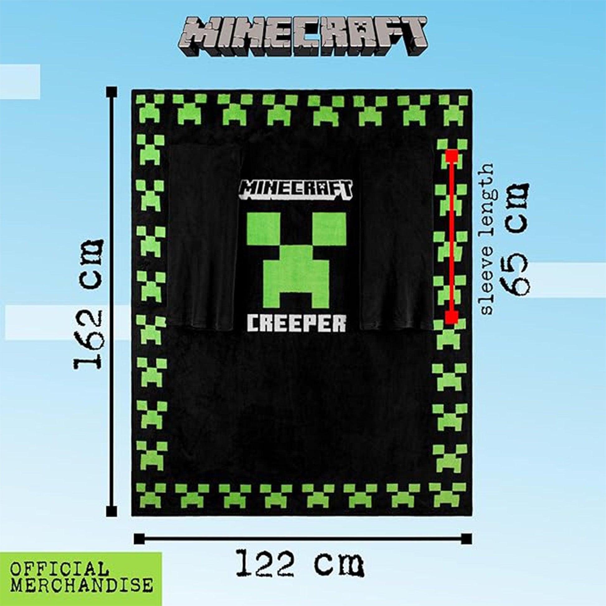 Black-Green - Lifestyle - Minecraft Unisex Adult Fleece Blanket Hoodie
