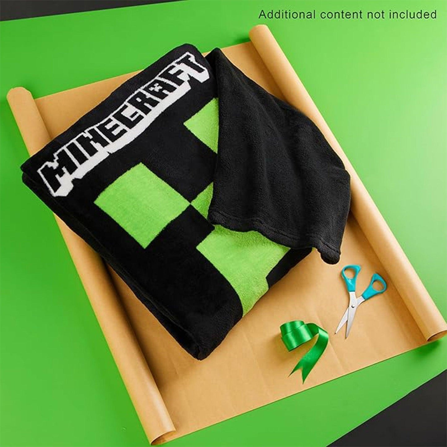 Black-Green - Close up - Minecraft Unisex Adult Fleece Blanket Hoodie