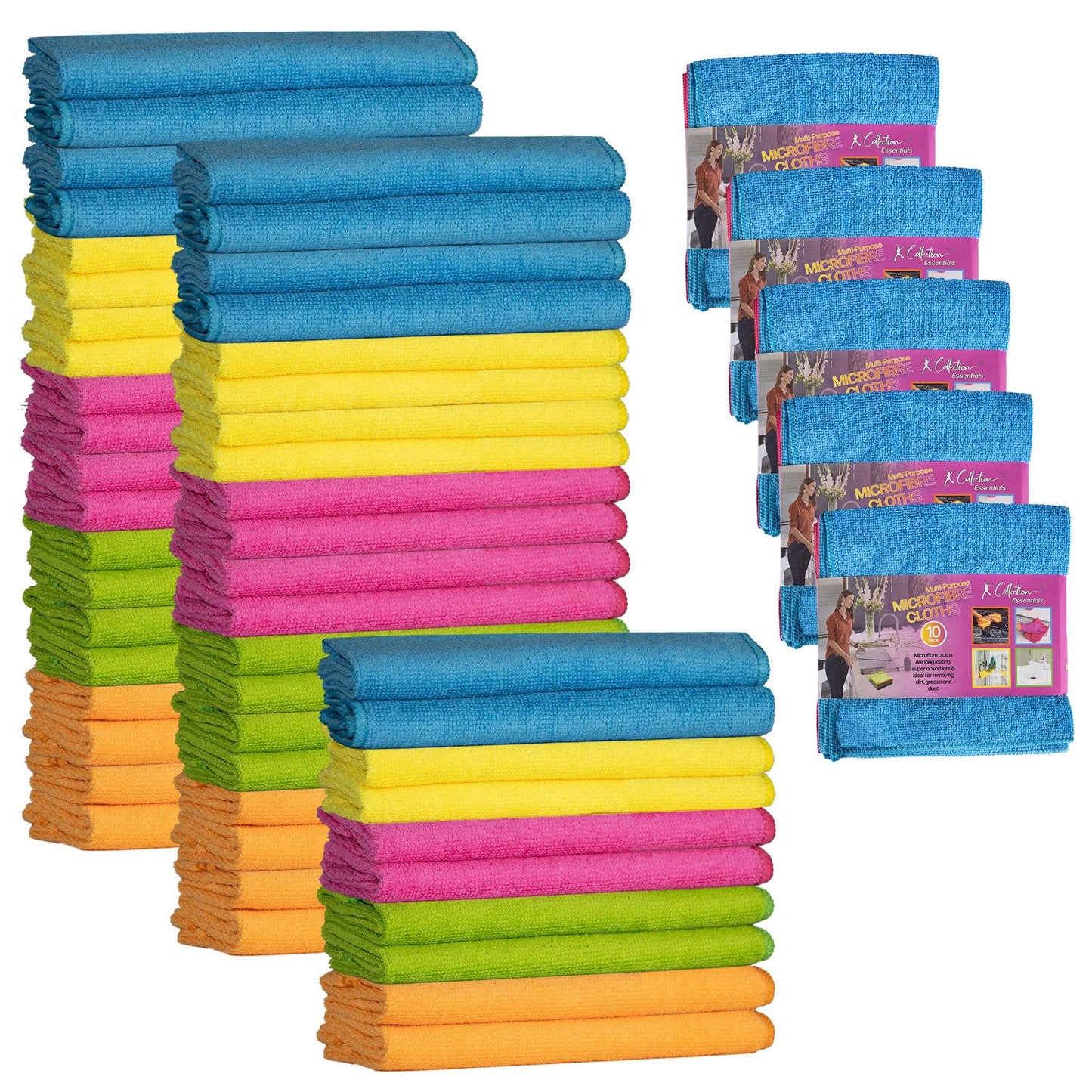 Multicoloured - Front - K Collection Microfibre Cleaning Cloth (Pack of 50)