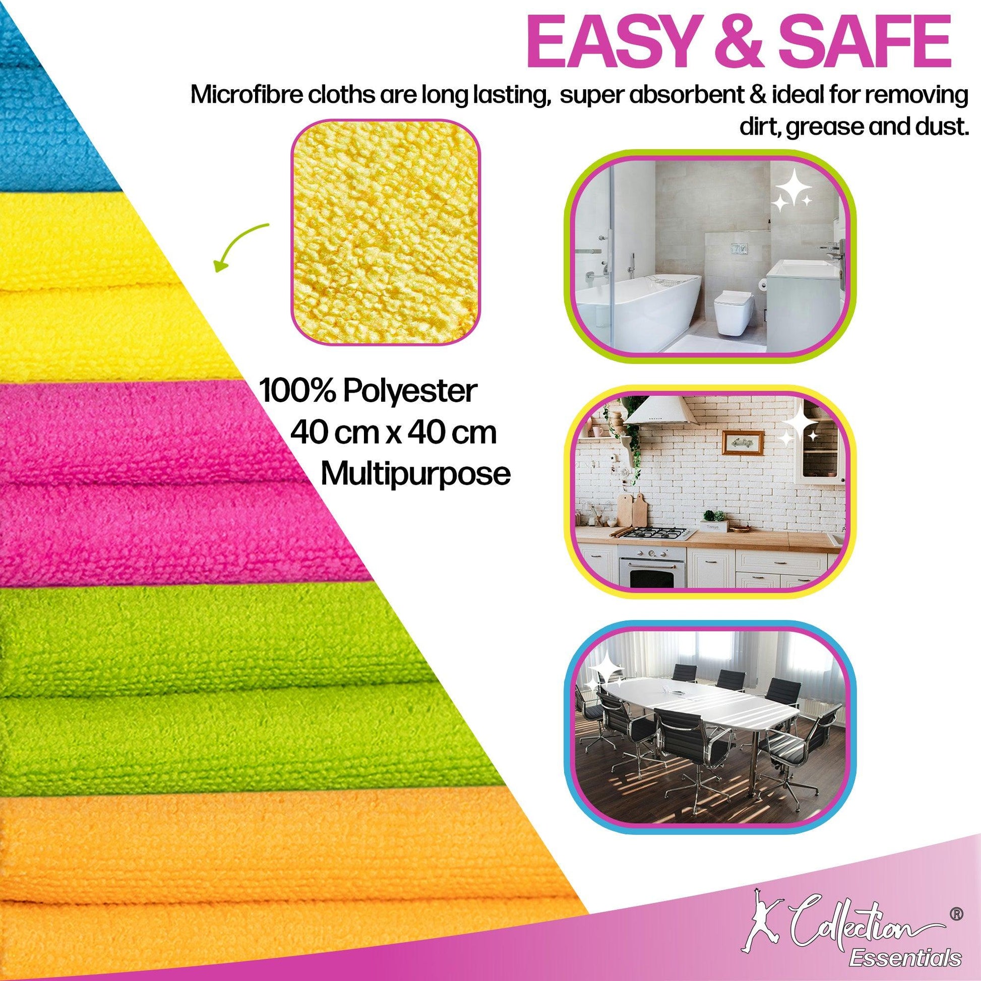 Multicoloured - Side - K Collection Microfibre Cleaning Cloth (Pack of 20)
