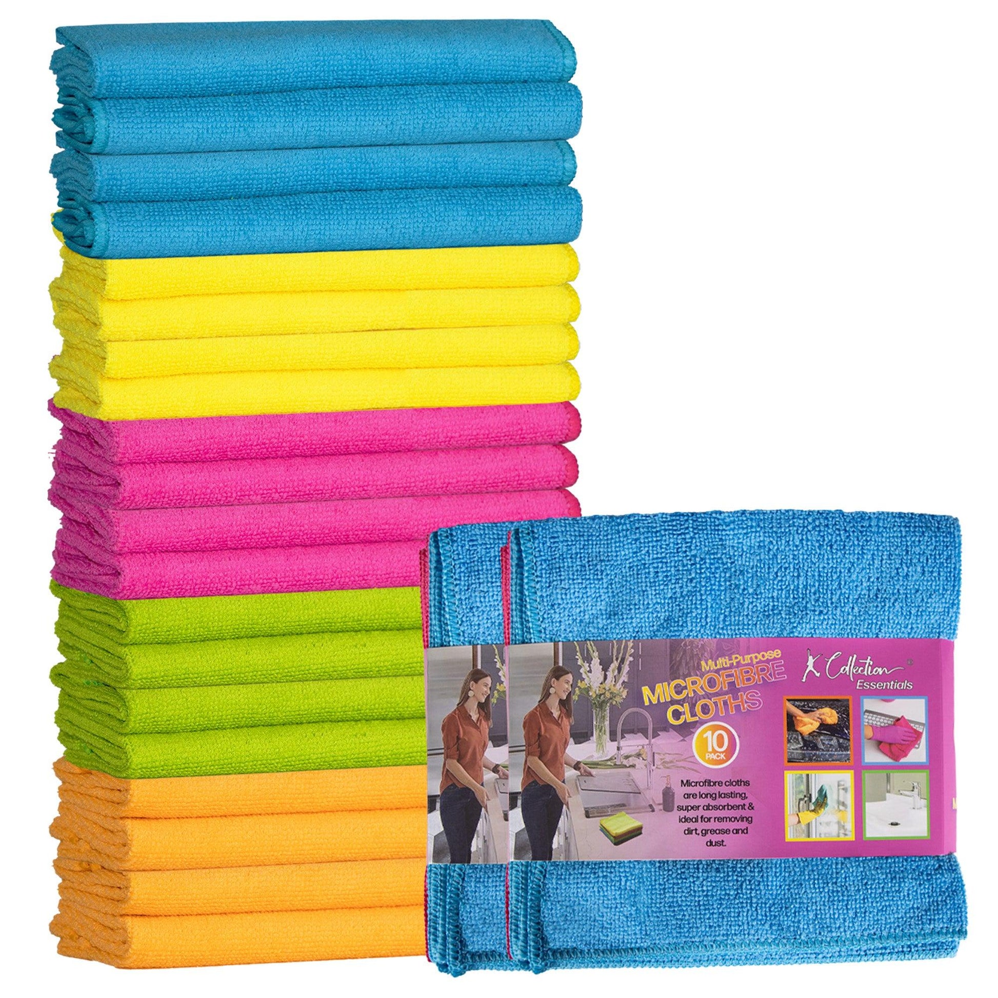 Multicoloured - Front - K Collection Microfibre Cleaning Cloth (Pack of 20)