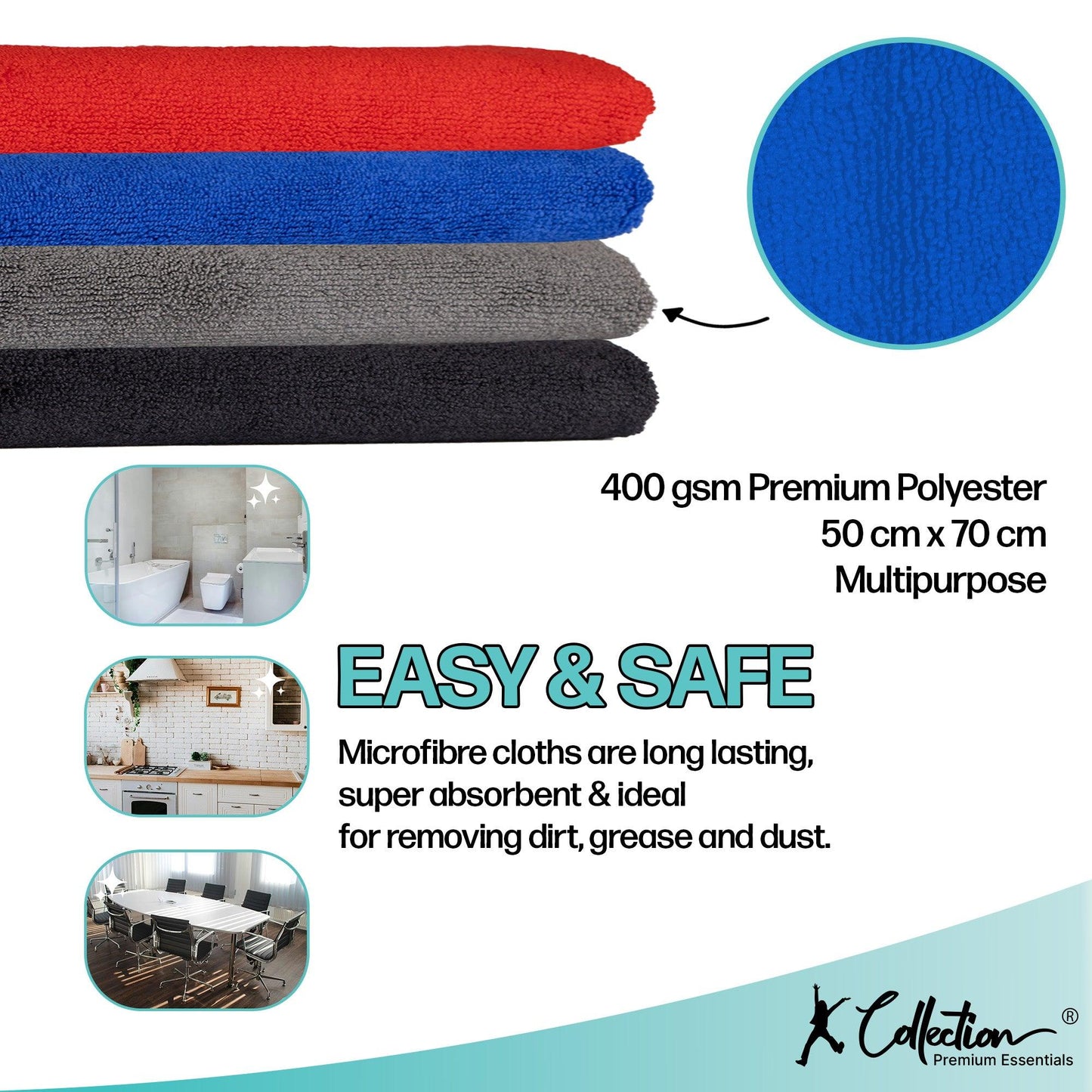 Multicoloured - Side - K Collection Microfibre Cleaning Cloth (Pack of 4)