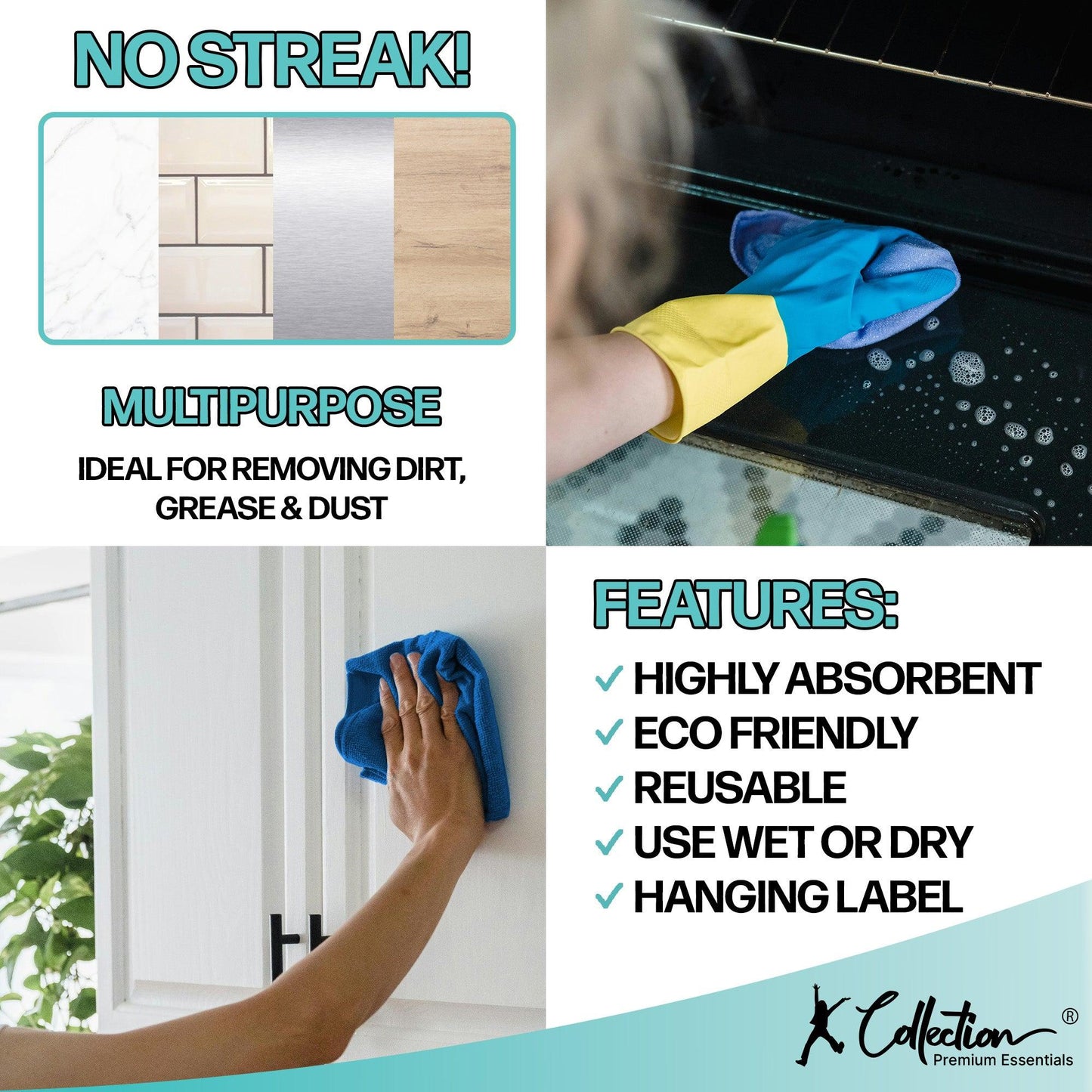 Multicoloured - Lifestyle - K Collection Microfibre Cleaning Cloth (Pack of 4)