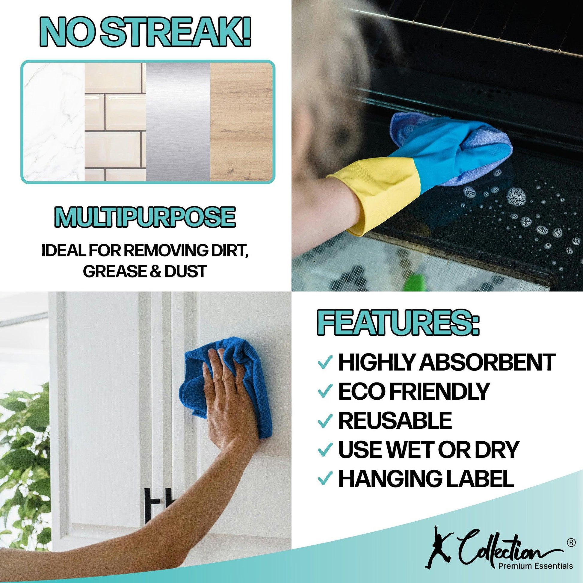 Multicoloured - Lifestyle - K Collection Microfibre Cleaning Cloth (Pack of 4)