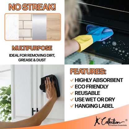 Black - Lifestyle - K Collection Microfibre Cleaning Cloth (Pack of 4)