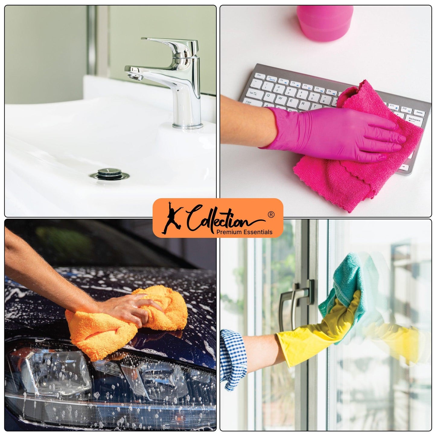 Black - Close up - K Collection Microfibre Cleaning Cloth (Pack of 4)